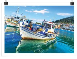 Βάρκα στο λιμάνι, Ελλάδα, Πόστερ, 30 x 20 εκ.