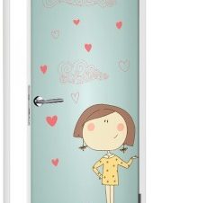 Μοντέρνο κορίτσι με καρδούλες, Παιδικά, Αυτοκόλλητα πόρτας, 60 x 170 εκ.