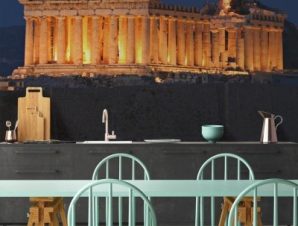Παρθενώνας φωτισμένος τη νύχτα, Ελλάδα, Ταπετσαρίες Τοίχου, 100 x 100 εκ.