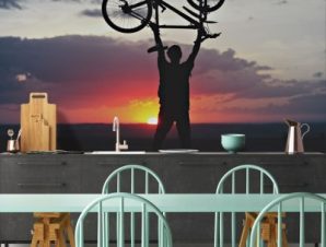 Ποδηλάτης στο ηλιοβασίλεμα, Σπορ, Ταπετσαρίες Τοίχου, 100 x 100 εκ.