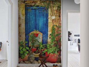 Παλιά πόρτα σε χωριό, Ελλάδα, Ταπετσαρίες Τοίχου, 100 x 100 εκ.