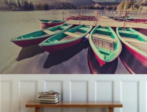 Tοπίο με βάρκες, Vintage, Ταπετσαρίες Τοίχου, 100 x 100 εκ.