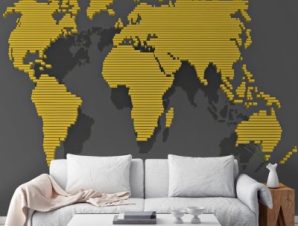 Παγκόσμιος χάρτης, γη, Τεχνολογία – 3D, Ταπετσαρίες Τοίχου, 100 x 100 εκ.